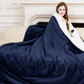 VELLUBAM Full Size Heated Blanket 72" x 84" - Fluffy Ultra Soft Flannel Heated Lap Blanket with 6 Heating Levels & 10 Hours Adjustable Timer, Fast Heating and Electric Blanket for Office (Navy)