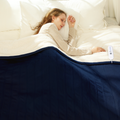 VELLUBAM Electric Heated Blanket Twin 62" x 84" - Soft Cozy Flannel Sherpa Electric Blanket Twin Size with 5 Heating Levels & 10 Hours Auto Off, Heated Blanket for Women, ETL Certified (Navy)