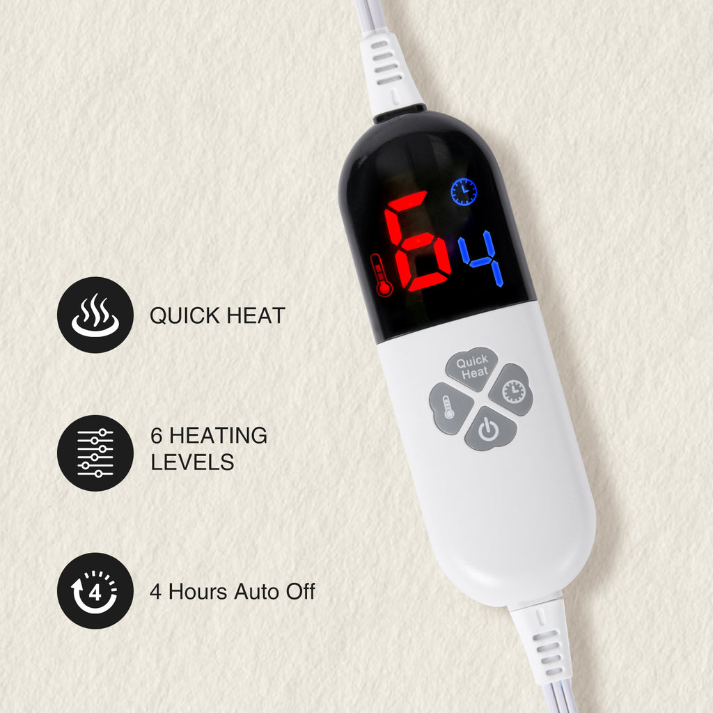 VELLUBAM Faux Fur Heated Blanket Throw White - Luxury Fluffy Rabbit Bubble Electric Blanket with 6 Heating Levels, 4 Time Settings, Ideal Gift for Women, Machine Washable (50"x60")