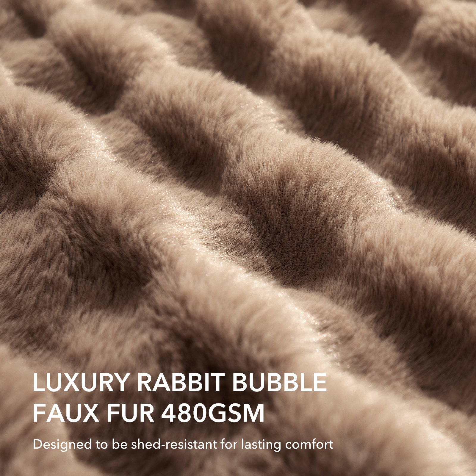 VELLUBAM Faux Rabbit Fur Bubble Electric Blanket King Camel - Fluffy Thick Heated Blanket with Dual Control, 6 Heating Levels & 10 Timer Settings, ETL Certified, Decor Gifts for Home (100" x 90")