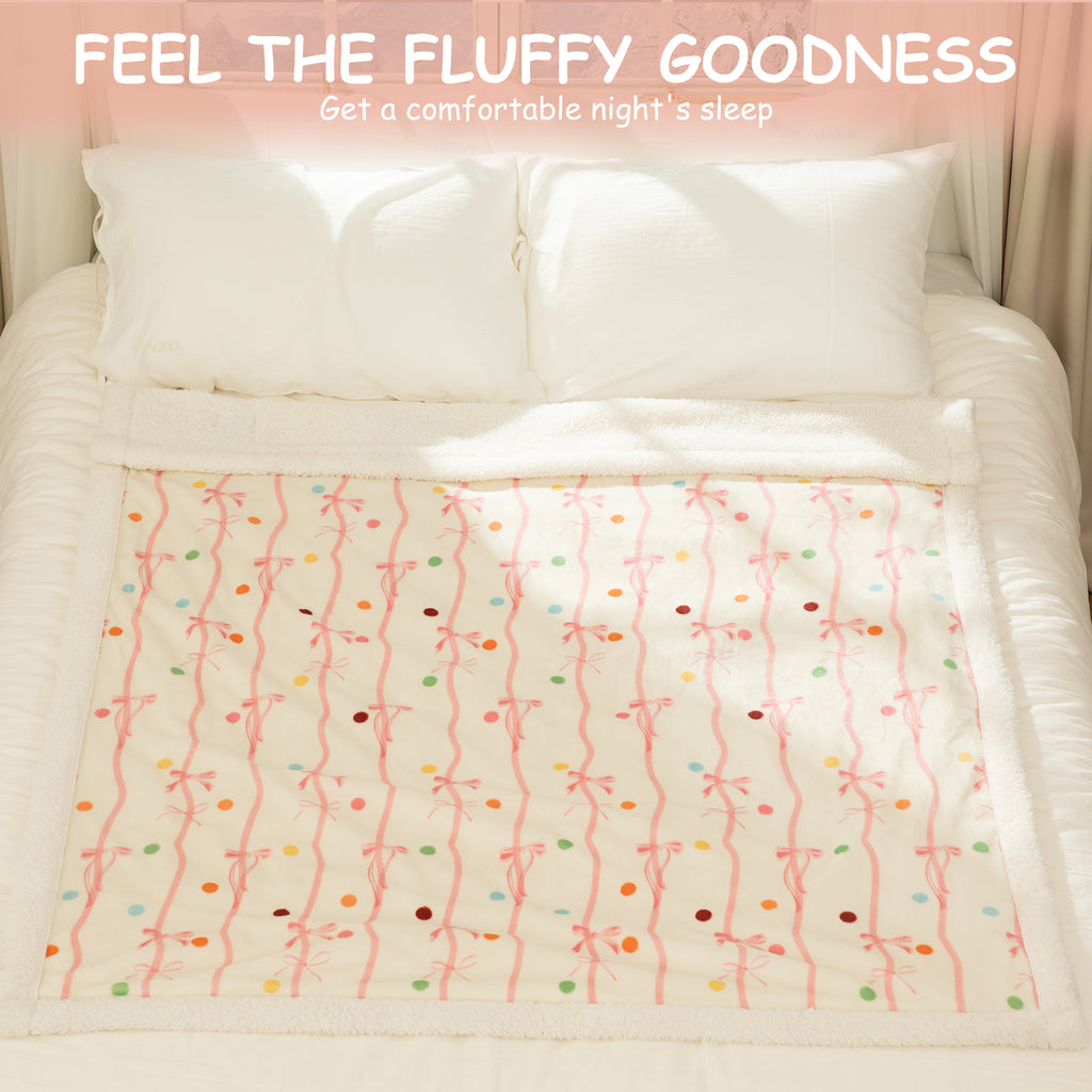 VELLUBAM Pink Bow Heated Blanket Full Size 72" x 84" - Ultra Soft Fast Heating Electric Blanket with 6 Heating Levels & 10 Hours Adjustable Timer, Heating Blanket for Sisters and ETL Certified