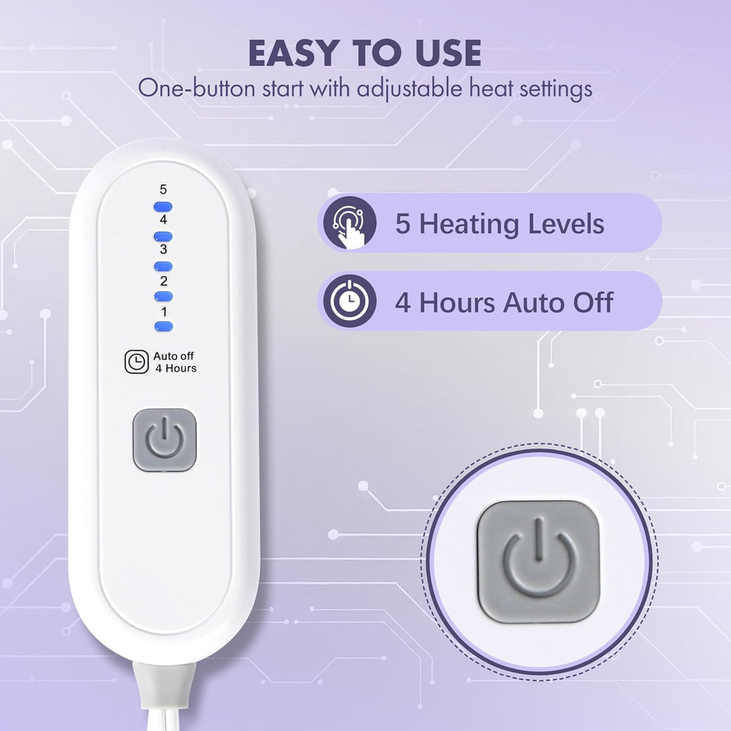 VELLUBAM Heated Blanket Throw 50" x 60" - Soft Flannel Sherpa Electric Blanket Throw with 5 Heating Levels & 4 Hours Auto Off, Machine Washable, Ideal Gift for Grandma (Purple)