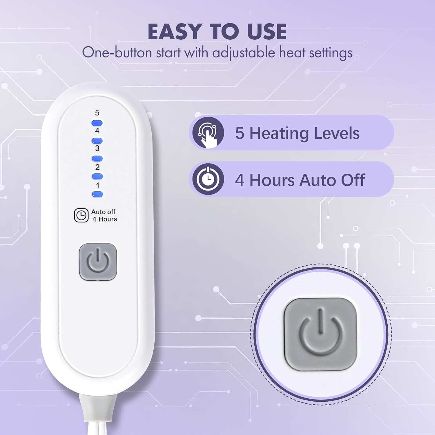 VELLUBAM Heated Blanket Throw 50" x 60" - Soft Flannel Sherpa Electric Blanket Throw with 5 Heating Levels & 4 Hours Auto Off, Machine Washable, Ideal Gift for Grandma (Purple)