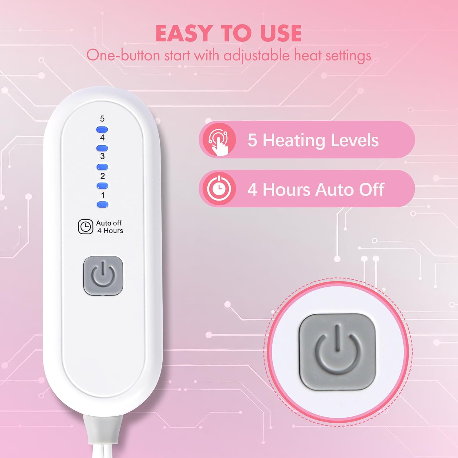 VELLUBAM Heated Blanket 50" x 60" - Soft Flannel Sherpa Electric Throw Blanket with 5 Heating Levels & 4 Hours Auto Off for Office, Heating Blanket as a Gift for Grandma, Machine Washable (Pink)