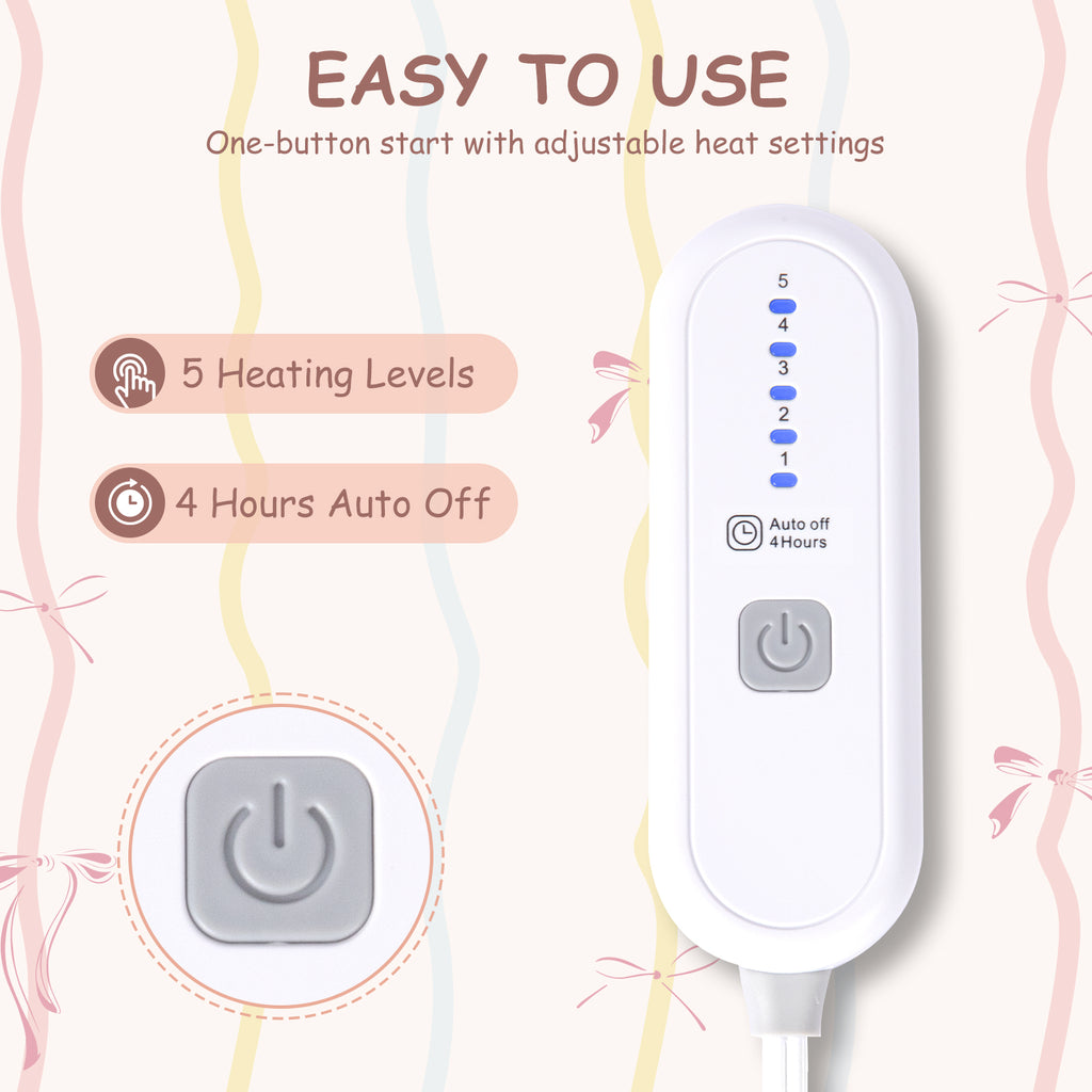 VELLUBAM Pink Bow Heated Throw Blanket 50" x 60" - Soft Cute Flannel Sherpa Electric Blanket Throw with 5 Heating Levels & 4 Hours Auto-Off, Love and Coquette Heating Blanket as a Gift for Daughter