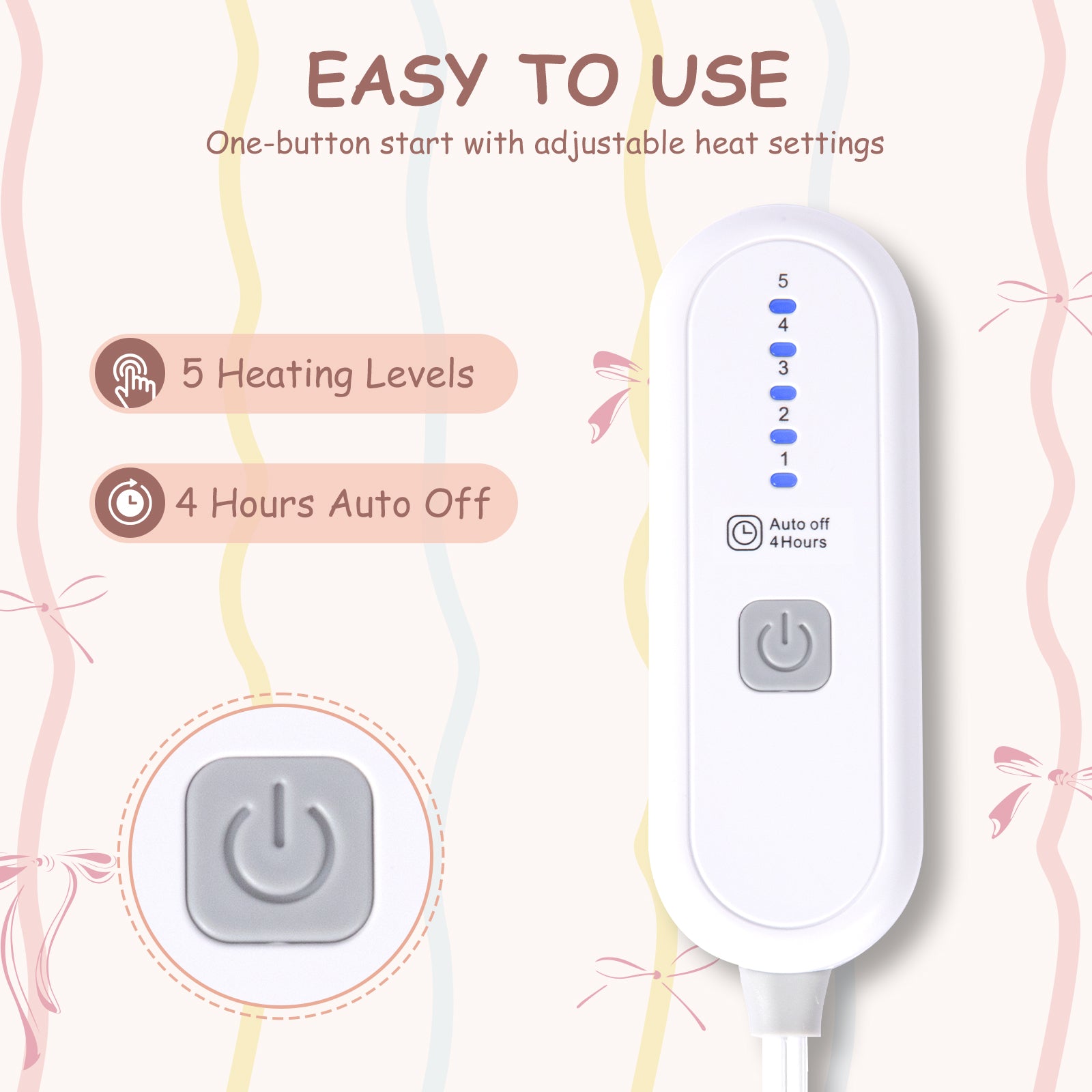 VELLUBAM Pink Bow Heated Throw Blanket 50" x 60" - Soft Cute Flannel Sherpa Electric Blanket Throw with 5 Heating Levels & 4 Hours Auto-Off, Love and Coquette Heating Blanket as a Gift for Daughter