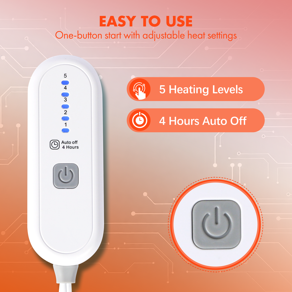 VELLUBAM Heated Blanket Electric Throw 50" x 60" - Soft Flannel Sherpa Heated Blanket with 5 Heating Levels & 4 Hours Auto Off, Heating Blanket Throw as a Gift for Grandma, Machine Washable (Orange)