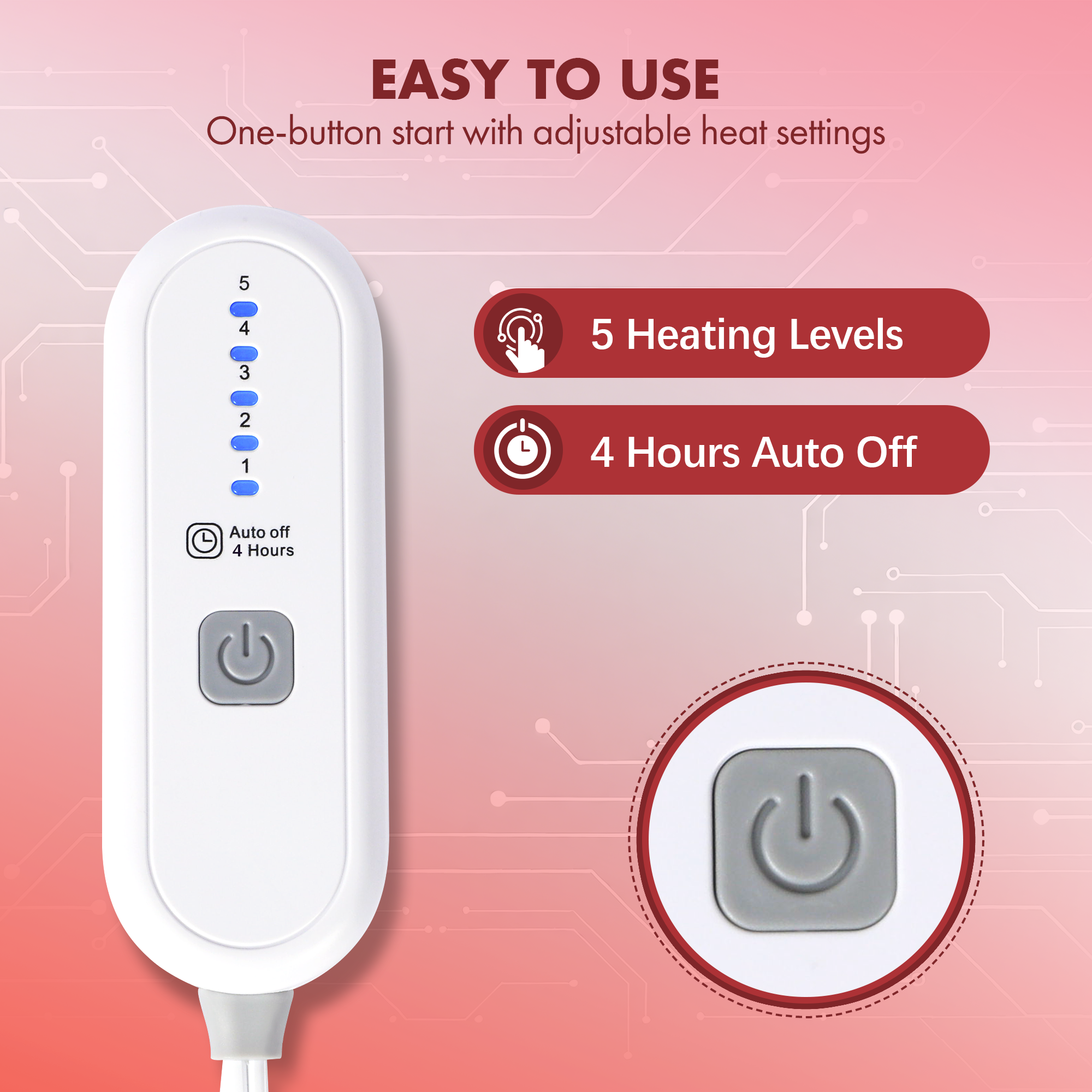 VELLUBAM Electric Heated Throw Blanket 50" x 60" - Soft Flannel Sherpa Electric Heated Blanket with 5 Heating Levels & 4 Hours Auto Off, Heating Blanket as a Gift for Grandma, Machine Washable (Red)