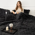 VELLUBAM Faux Rabbit Fur Bubble Electric Blanket Twin Dark Grey - Ultra Soft Cozy Luxury Heated Blanket Twin with 6 Heating Levels & 10 Timer Settings, Washable and Decor Gifts for Home (62" x 84")