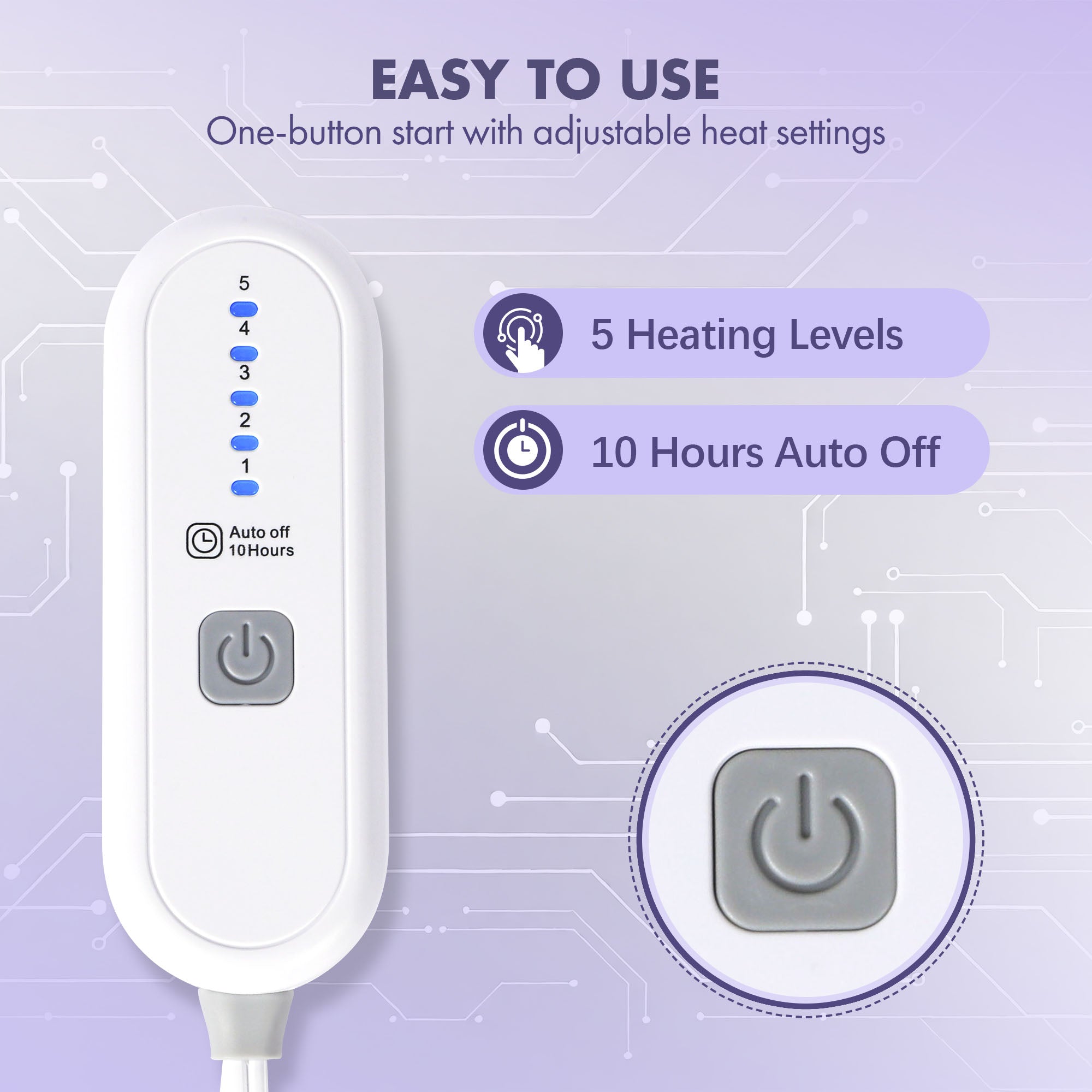 VELLUBAM Heated Blanket Twin Size 62" x 84" - Soft Cozy Flannel Sherpa Electric Blanket Twin with 5 Heating Levels & 10 Hours Auto Off, Machine Washable and Ideal Gift for Grandma (Purple)