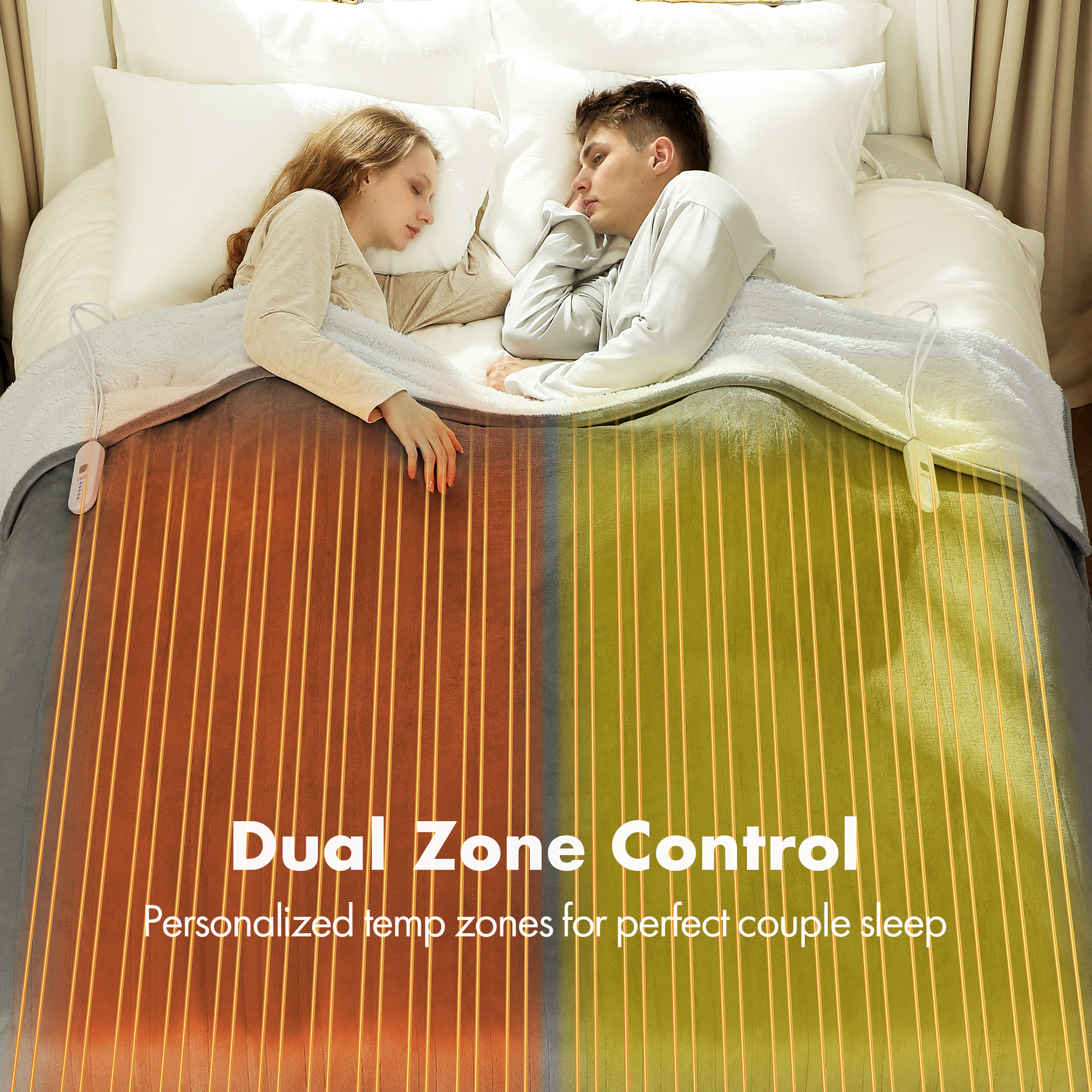 VELLUBAM Electric Blanket King 100" x 90" - Soft Flannel Sherpa Heated Blanket with Dual Control, 5 Heating Levels & 10 Hours Auto Off, Heating Blanket with ETL Certification (Grey)