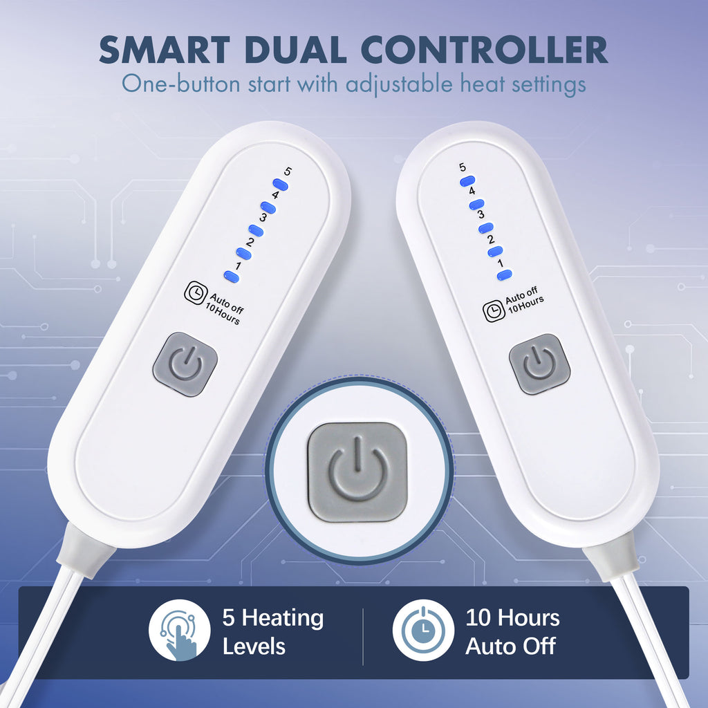 Queen Size Heated Blanket 84" x 90" - Flannel Sherpa Electric Blanket Queen with Dual Control, 5 Heating Levels & 10 Hours Auto Off, Heating Blanket with Overheat Protection for Home (Navy)