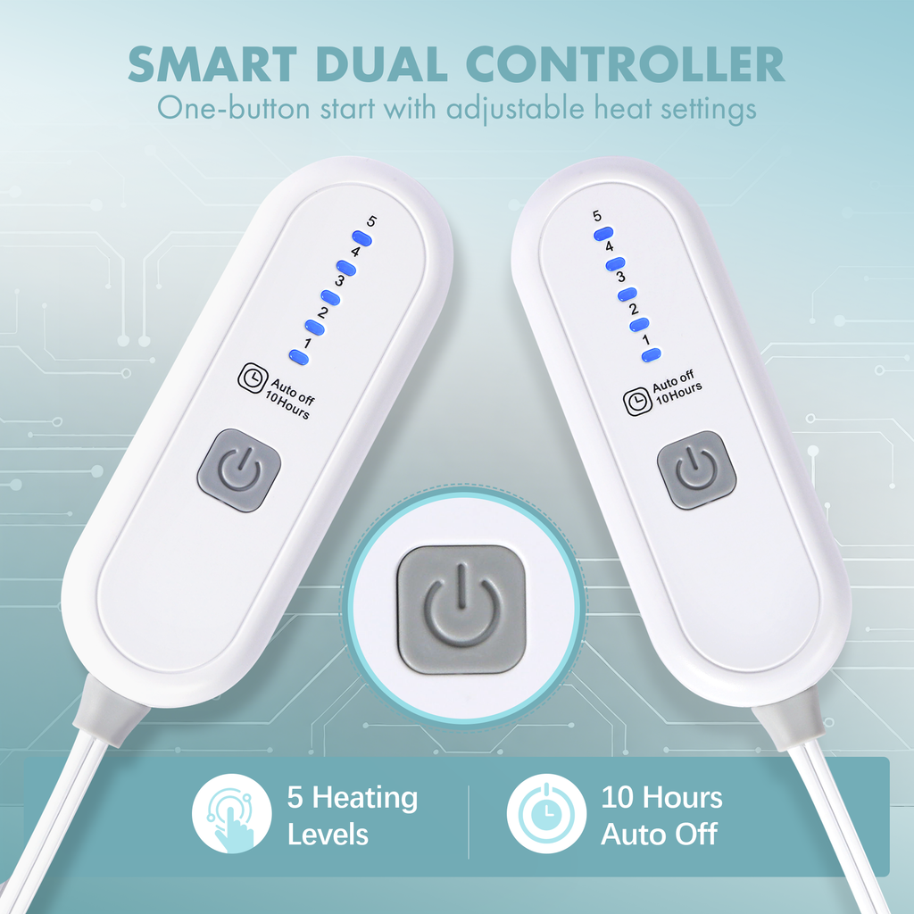 VELLUBAM King Heated Blanket 100" x 90" - Soft Flannel Sherpa Heating Blanket King with Dual Control, 5 Heating Levels & 10 Hours Auto Off, Electric Blanket with ETL Certification (Blue)