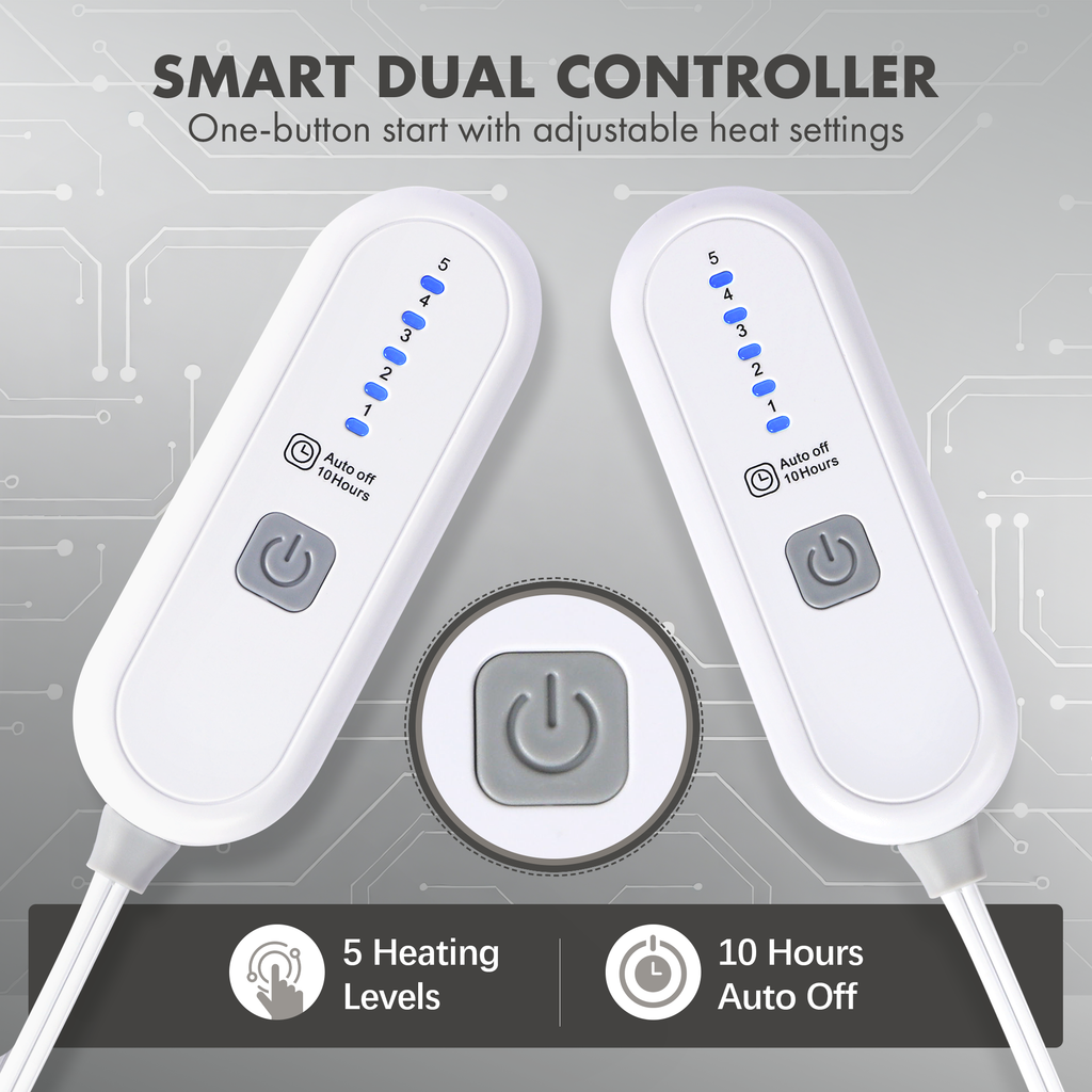 VELLUBAM Electric Blanket Queen 84" x 90" - Flannel Sherpa Heated Blanket with Dual Control, 5 Heating Levels & 10 Hours Auto Off, Washable Heated Blanket with Overheat Protection for Home (Grey)