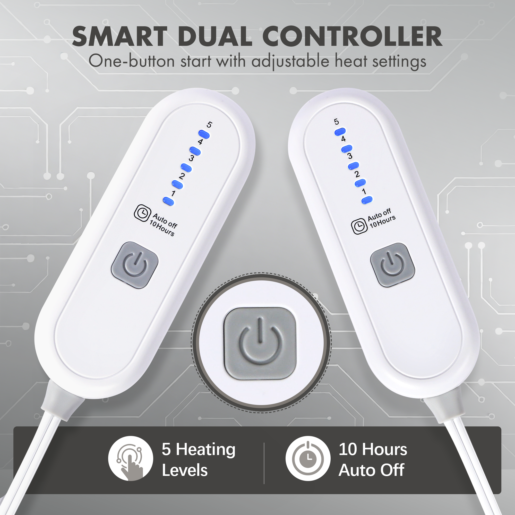 VELLUBAM Electric Blanket King 100" x 90" - Soft Flannel Sherpa Heated Blanket with Dual Control, 5 Heating Levels & 10 Hours Auto Off, Heating Blanket with ETL Certification (Grey)