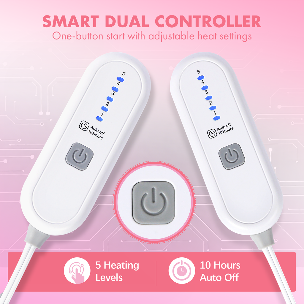 VELLUBAM Electric Heated Blanket King Size 100" x 90" - Soft Flannel Sherpa Electric Blanket with Dual Control, 5 Heating Levels & 10 Hours Auto Off, Washable Heated Blanket with Fast Heating (Pink)