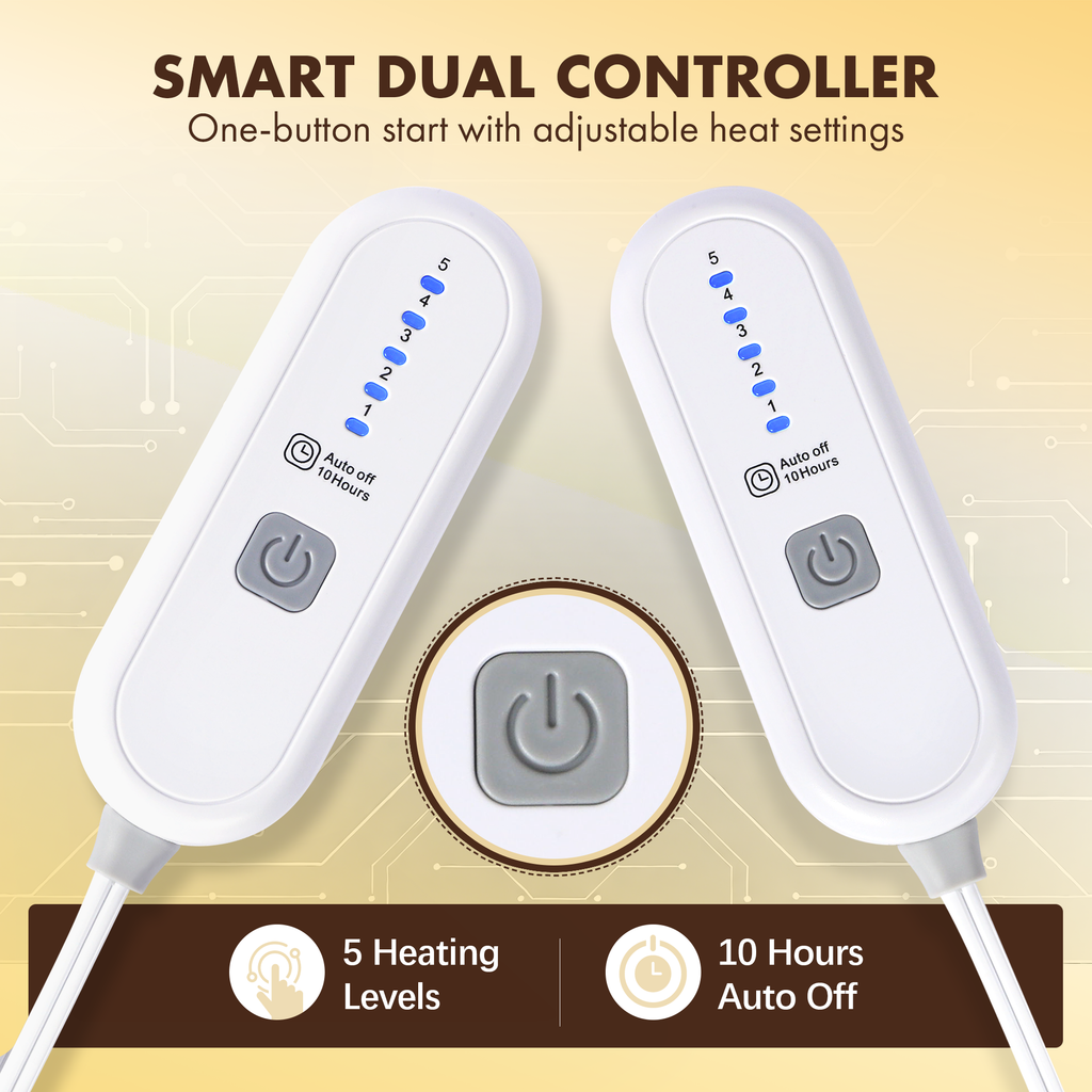 VELLUBAM Electric Heated Blanket King 100" x 90" - Soft Flannel Sherpa Electric Blanket King Size with Dual Control, 5 Heating Levels & 10 Hours Auto Off, Heating Blanket with Fast Heating (White)