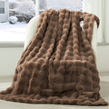 VELLUBAM Faux Rabbit Fur Bubble Heated Throw Blanket Camel - Luxury Fluffy Soft Warm Electric Throw with 6 Heating Levels & 4 Timer Settings, Decor Gifts for Home Bedroom Living Room (50" x 60")